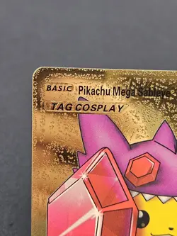 Pokemon Gold Foil Fan Art Card Pikachu Cosplay Mega Sableye 480HP #005 - Image 2