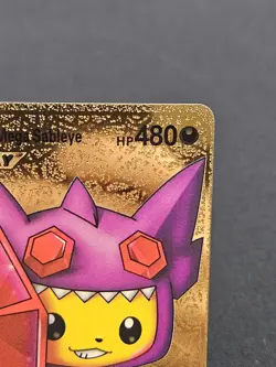 Pokemon Gold Foil Fan Art Card Pikachu Cosplay Mega Sableye 480HP #005 - Image 3