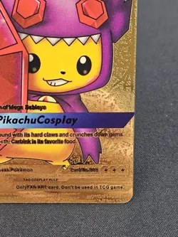 Pokemon Gold Foil Fan Art Card Pikachu Cosplay Mega Sableye 480HP #005 - Image 4