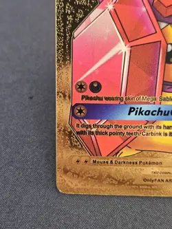 Pokemon Gold Foil Fan Art Card Pikachu Cosplay Mega Sableye 480HP #005 - Image 5
