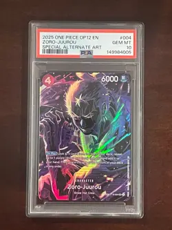 2025 ONE PIECE OP12 LEGACY OF THE MASTER ZORO-JUUROU #ST18-004 SP Alt Art PSA 10 - Image 1