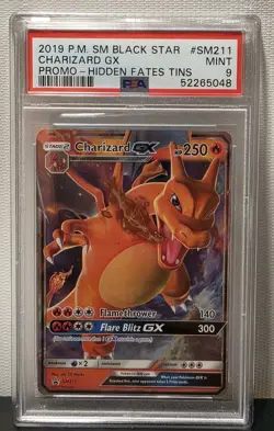 2019 POKEMON SM BLACK STAR PROMO HIDDEN FATES TINS #SM211 CHARIZARD GX PSA 9 - Image 1