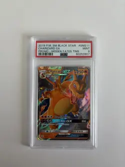 2019 POKEMON SM BLACK STAR PROMO HIDDEN FATES TINS #SM211 CHARIZARD GX PSA 9 - Image 1