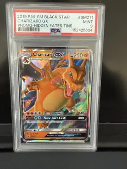 2019 POKEMON SM BLACK STAR PROMO SM211 CHARIZARD GX HIDDEN FATES TINS PSA 9 - Image 1