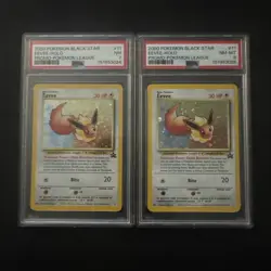 (2 Card Lot) 2000 Pokemon Black Star Promo Eevee 11 Holo (PSA 7,8) Sequential - Image 1