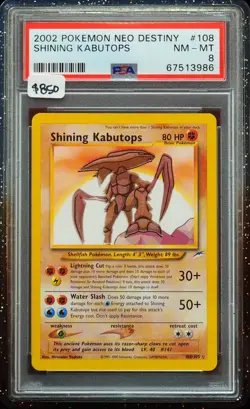 Shining Kabutops #108/105 Neo Destiny PSA 8 Pokemon Card - Image 1