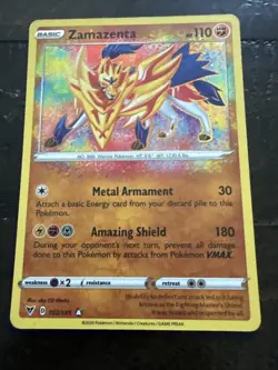 Pokemon TCG Zamazenta Holo Card Vivid Voltage 102/185 - Image 1