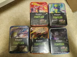 Magic The Gathering Teenage Mutant Ninja Turtles Tins Full Set Of 5 Sealed - Image 1