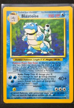 Blastoise Holo Rare Card 002/102 Base Set Unlimited HP Pokemon TCG Vintage - Image 1