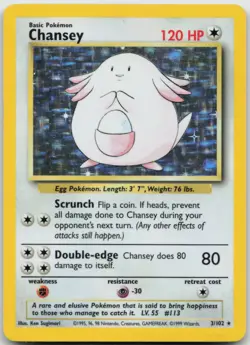 Chansey 3/102 Holo Rare Base Set Unlimited Pokemon TCG MP - Image 1
