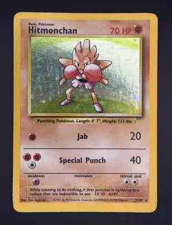 Hitmonchan 7/102 Vintage Base Set Holo Rare Unlimited - Image 1