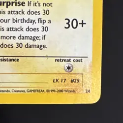 2000 Pokemon Black Star Promo Birthday Pikachu Holo #24 DAMAGED *SWIRL* - Image 5