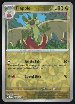 Pokemon Flapple Uncommon 139/191 SV08: Surging Sparks Reverse Holofoil NM - Image 1