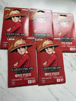 One Piece OP-13 Carrying On His Will Sleeved Booster Lot Of 5 HEAVY 38g - Image 1