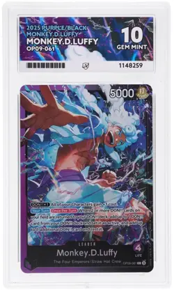 2025 ONE PIECE MONKEY D. LUFFY LEADER PURPLE BLACK OP09-061 ACE 10 S PT - Image 1