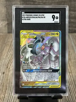 Pokemon 2019 Arceus Dialga Palkia GX 156/236 Tag Team Trading Card SGC 9 - Image 1