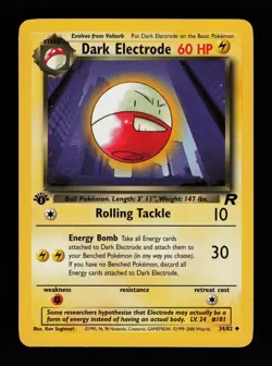 Dark Electrode 34/82 1st Edition Uncommon Team Rocket Pokemon Cards - Image 1