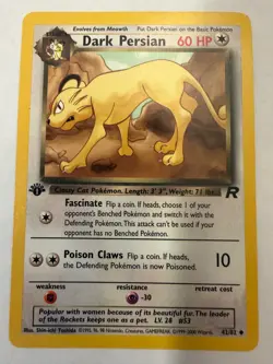 Dark Persian 42/82 Mint 1st Edition Team Rocket Pokemon TCG Trading Card 2000 - Image 1