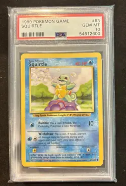 Squirtle 63/102 Pokemon Card - Base Set 1999 TCG PSA 10 GEM MINT - Image 1