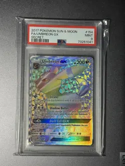 2017 POKEMON SUN & MOON #154/149 UMBREON GX RAINBOW SECRET RARE PSA 9 - Image 1