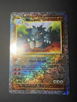 Rhydon Legendary Collection Reverse Holo Rare #29/110 PSA 1 Candidate creased - Image 1
