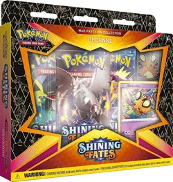 Shining Fates Pokemon TCG Mad Party Pin Collection DEDENNE with 3 Booster Packs - Image 2