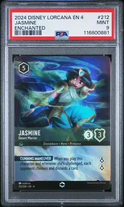 PSA 9 - Jasmine Enchanted 212/204 EN4 Ursula's Return - Disney Lorcana - Image 1