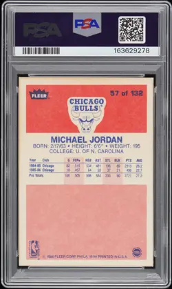1986 FLEER #57 MICHAEL JORDAN PSA 2.5 - Image 2