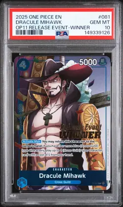 2025 ONE PIECE PROMOS #081 DRACULE MIHAWK PSA 10 - Image 1