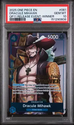 2025 ONE PIECE PROMOS #081 DRACULE MIHAWK PSA 10 - Image 1