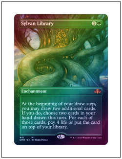 Sylvan Library, Borderless Art, Foil, Dominaria Remastered, Magic MTG NM - Image 1