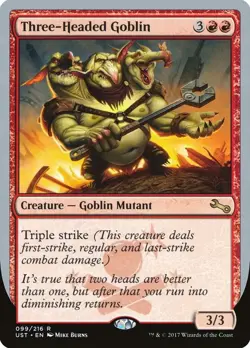 Three-Headed Goblin 99 R Unstable Magic: The Gathering NM/M - Image 1