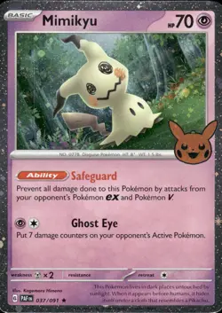 Mimikyu 037/091 Holo Rare Trick or Trade BOOster 2024 Pokemon Near Mint - Image 1