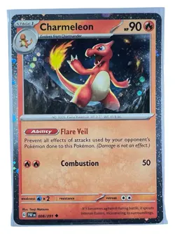 Pokemon TCG Charmeleon (Cosmos Holo) 008/091 Paldean Fates NM - Image 2