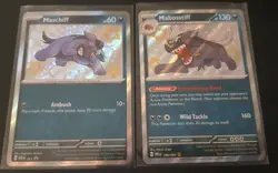 Maschiff 071 & Mabosstiff 188/091 Paldean Fates Shiny Rare Holo NM Pokemon Baby - Image 1