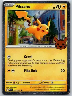 Pikachu 018/091 Holo Rare Trick or Trade BOOster 2024 Pokemon Near Mint - Image 1