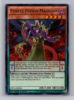 Purple Poison Magician PEVO-EN006 Pendulum Evolution Yu-Gi-Oh 1st Edition NM - Image 1