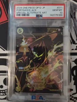2025 ONE PIECE JAPANESE OP12-LEGACY OF THE MASTER #011 PORTGAS D. ACE PSA 10 - Image 1