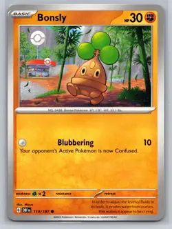 Bonsly 110/197 Obsidian Flames Fighting Type Basic Blubbering Pokemon TCG Card - Image 1