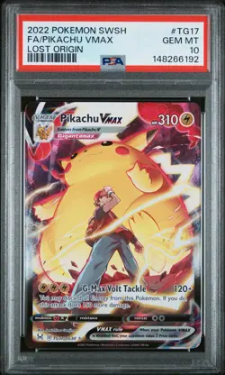 Pokemon Pikachu VMAX Lost Origin Character Rare Full Art #TG17 PSA 10 Gem Mint - Image 1