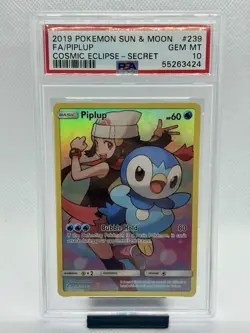 Pokemon 2019 Piplup Full Art Cosmic Eclipse 239/236 PSA 10 - Image 1
