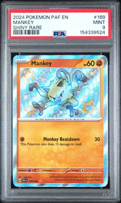 2024 POKEMON PAF EN-PALDEAN FATES SHINY RARE #169 MANKEY PSA 9 - Image 1