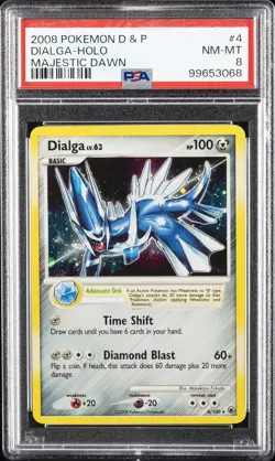 2008 POKEMON DIAMOND & PEARL MAJESTIC DAWN #4 DIALGA-HOLO PSA 8 - Image 1