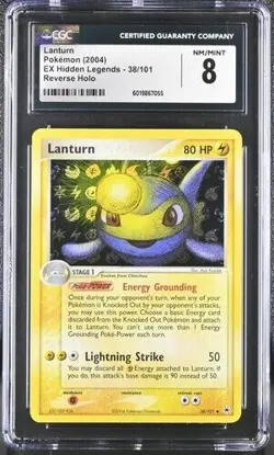CGC 8 LANTURN REVERSE HOLO 38 EX HIDDEN LEGENDS POKEMON - Image 1