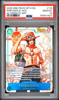 2025 ONE PIECE OP13 CARRYING ON HIS WILL EN SEC ALT ART PORTGAS D. ACE PSA 10 - Image 1