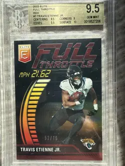 2023 Donruss Elite Full Throttle Red Travis Etienne Jr. /75 BGS 9.5 GEM MINT - Image 1