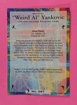 Weird Al Yankovic Limited Edition 2010-2015 Trading Card #087 Greek Theatre - Image 2