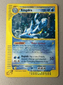 2002 Pokemon TCG Aquapolis Kingdra H14/H32 Holo Heavy Play See Photos! Swirl! - Image 1