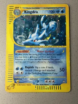 2002 Pokemon TCG Aquapolis Kingdra H14/H32 Holo Heavy Play See Photos! Swirl! - Image 2