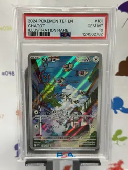 Chatot 181/162 Gem Mint PSA 10 Pokemon Temporal Forces Illustration Rare English - Image 1